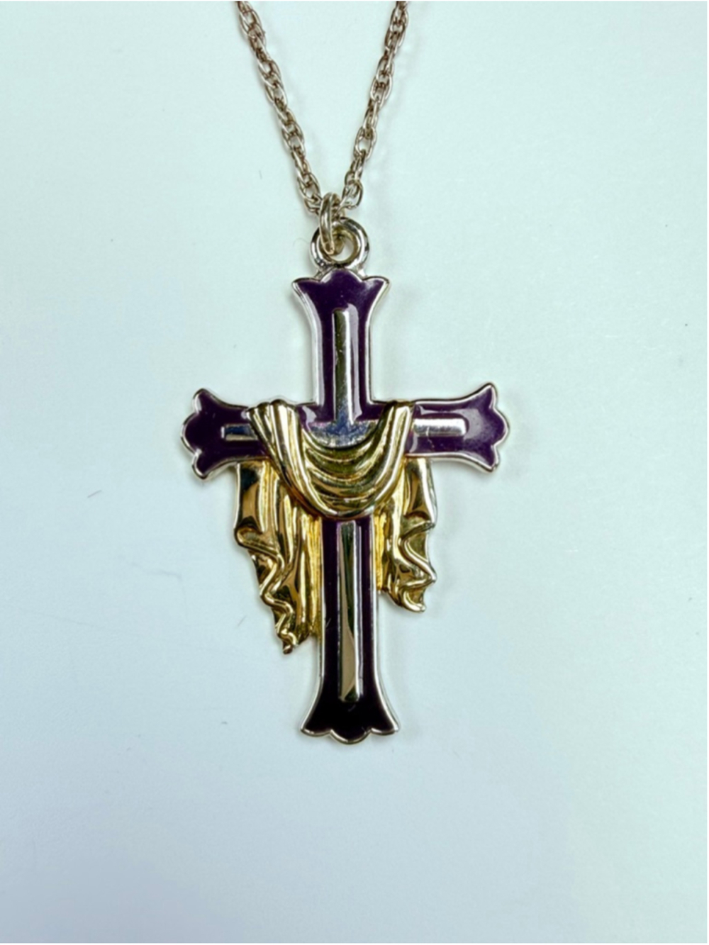 14K Gold Filled Princess Pride Creations Cross Crucifix Enamel Sterling Necklace